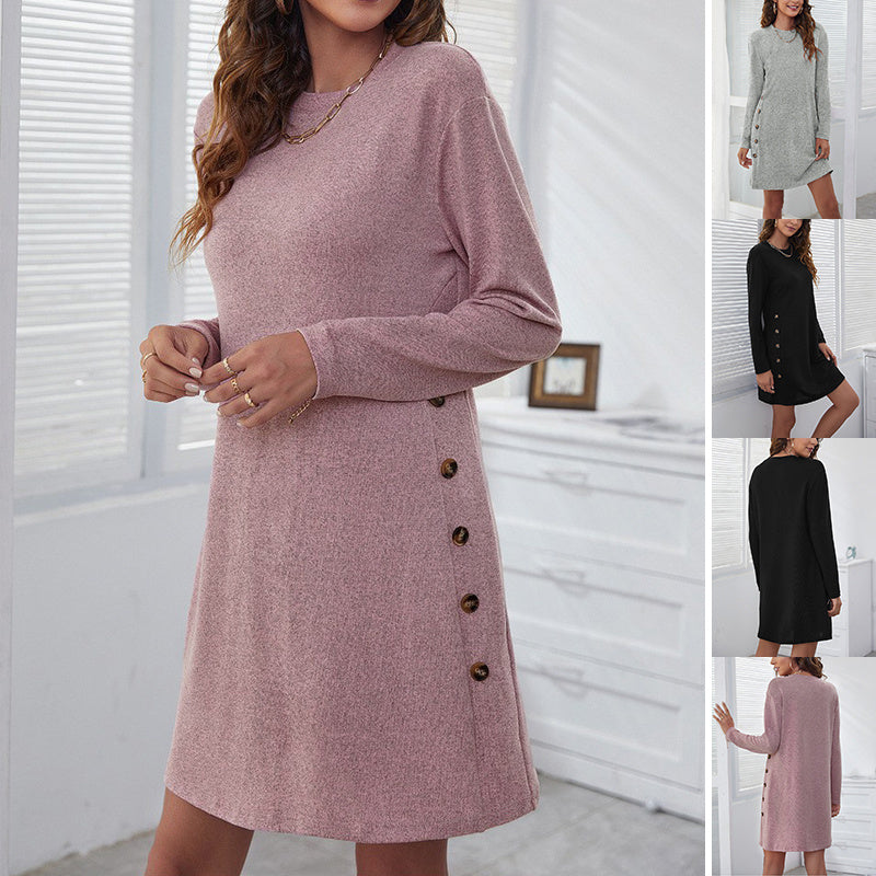 NiNi's Fall Fashion - Multi Button-Side Knit Midi Dress