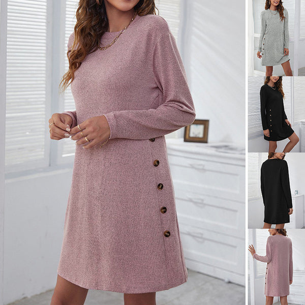 NiNi's Fall Fashion - Multi Button-Side Knit Midi Dress