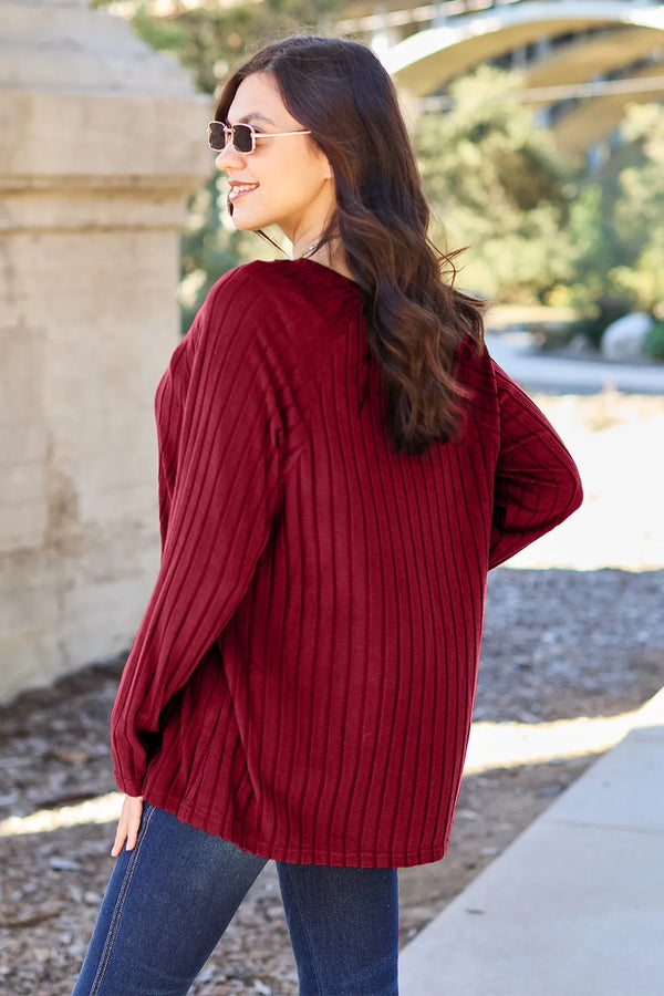 Warm Ribbed Radiance Knit Top.