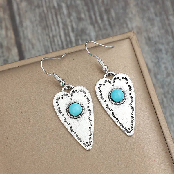 Alloy Turquoise Heart Earrings.