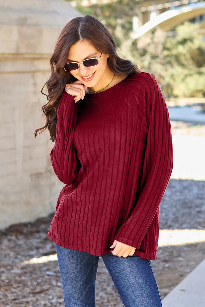 Warm Ribbed Radiance Knit Top.